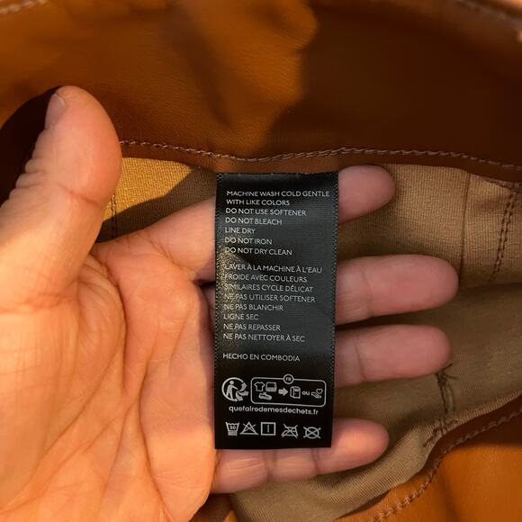 Maeve Anthropologie Sz 33 Colette Faux-Leather Cropped Wide Leg Pants Brown New - Picture 8 of 9